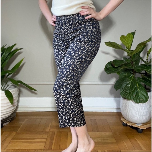 Ganni Floral Silk Pants Navy S - Picture 1 of 6